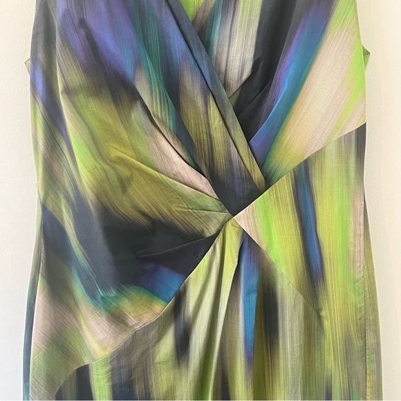 Lafayette 148 laurel Watercolor Sleeveless Sheath Dress Pleated Detail - Picture 4 of 16